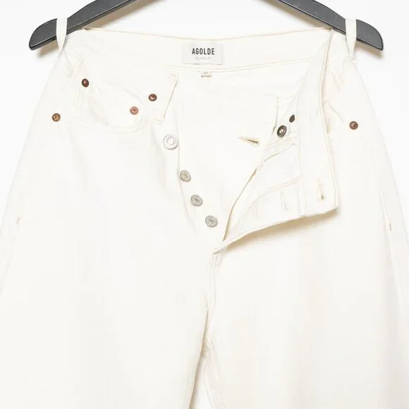 Agolde Criss Cross Upsized Organic Cotton Jean in Paste Off White Ivory - XS 24 - Picture 9 of 16